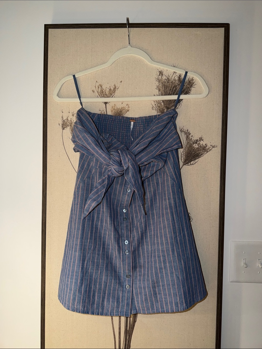 Free People Blue Striped Strapless Tie-Front